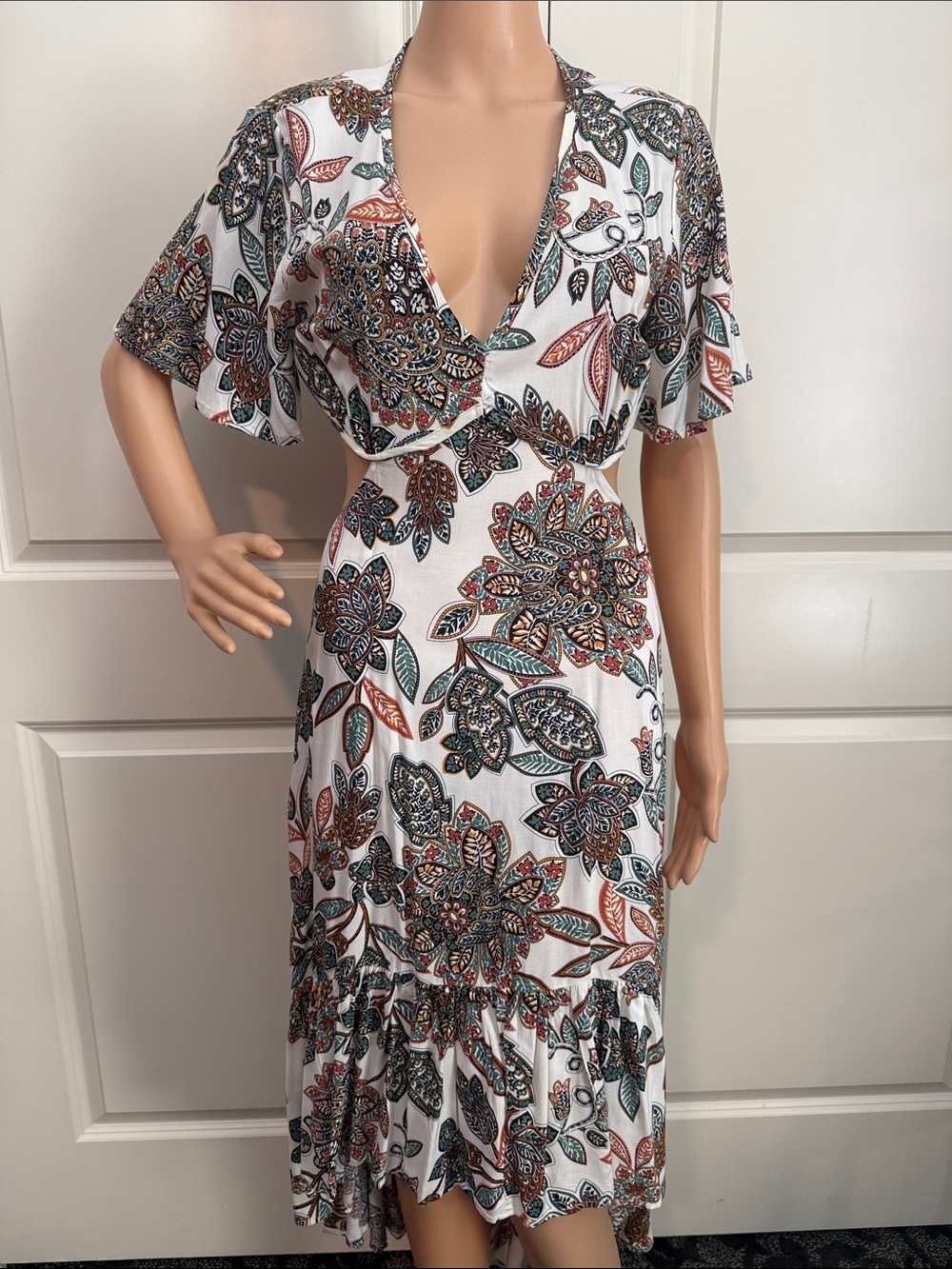New Rust Tydustty Floral V-Neck High-Low Dress - Picture 11 of 17